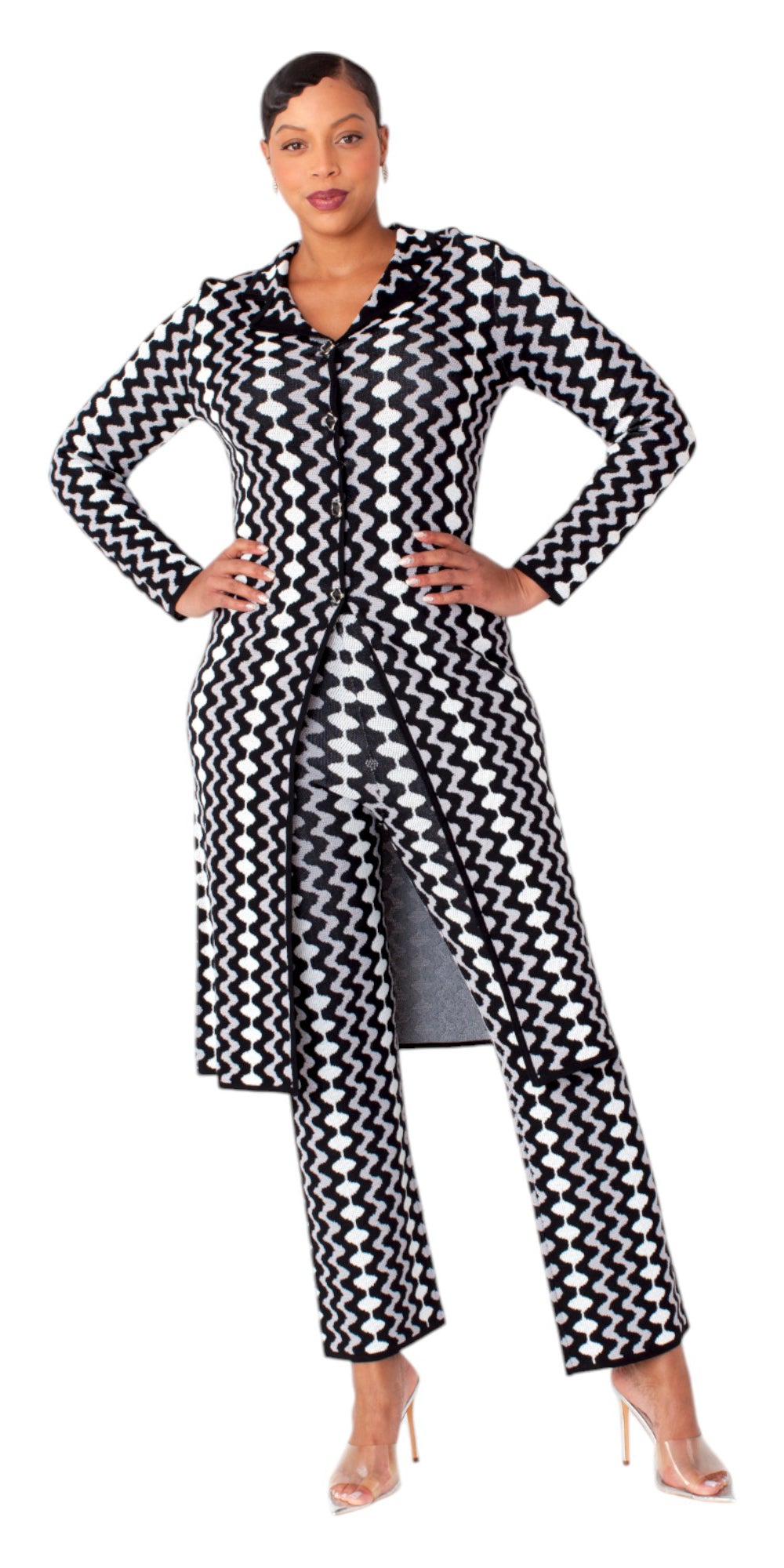 Kayla Knits 51007 Zig Zag Pattern Pant Set