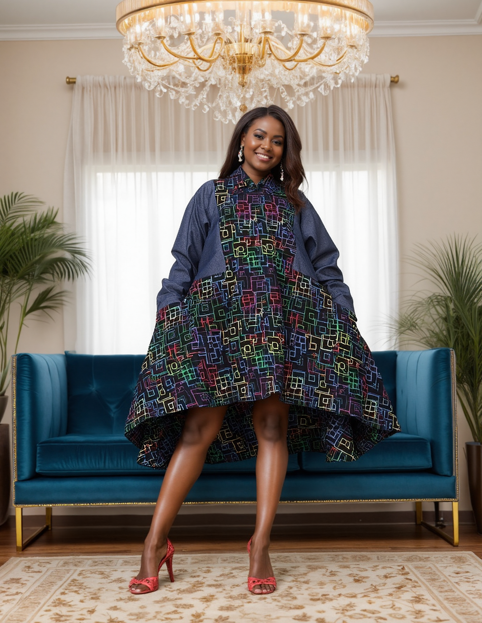 Kara Chic 7885 Print Button Up