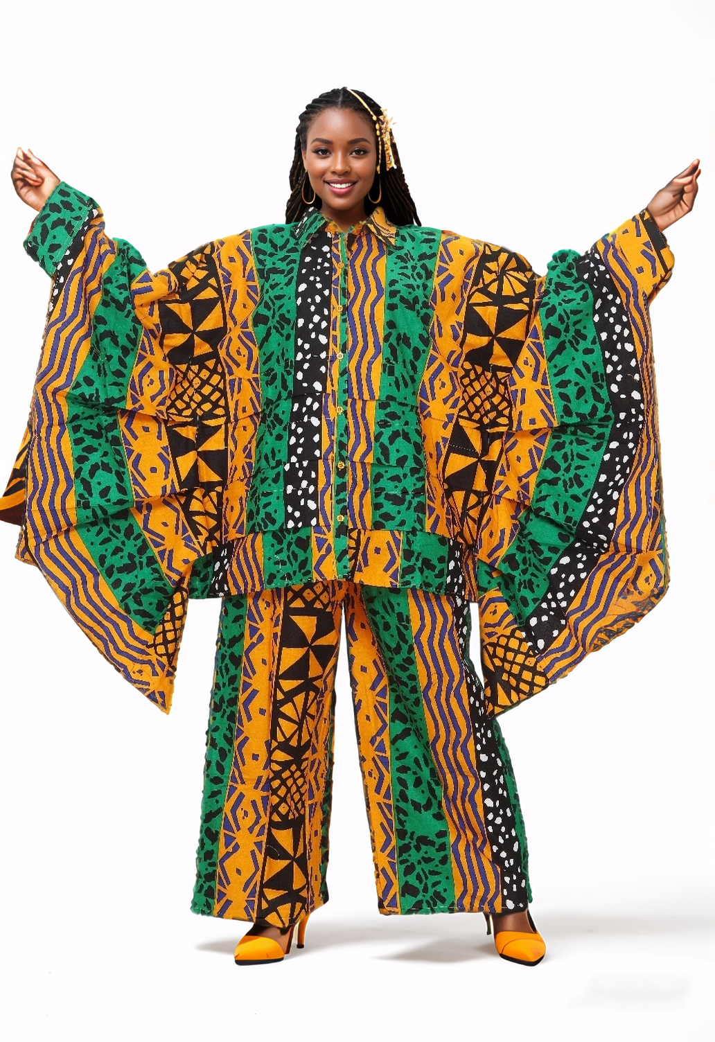 Kara Chic 7895 Oversized Print Pant Set