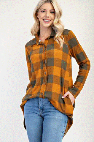 Celeste CD43739APL Button Down Tunic Top