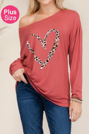 Celeste CT33555PL Heart Print Top