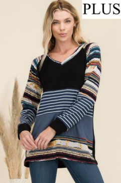 Celeste CT43658 Plaid Stripe Top