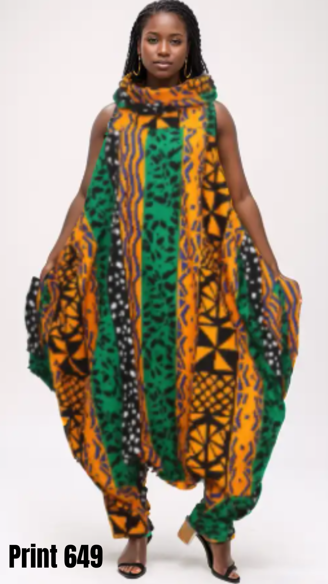 KaraChic 251NP Authentic African Print Sleeveless Bottom Zip Jumpsuit