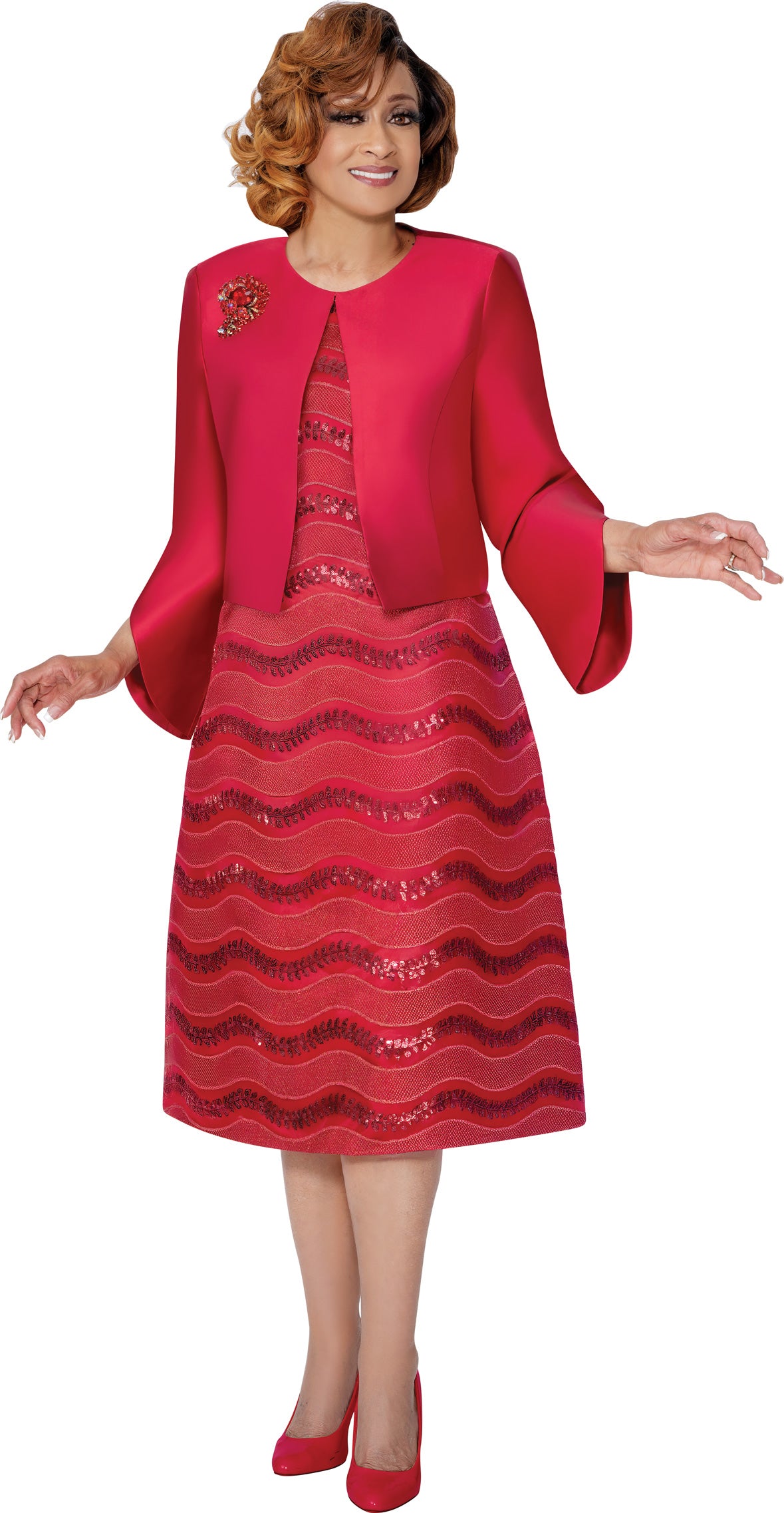 Dorinda Clark Cole 310012 Twill Sequin Jacket Dress