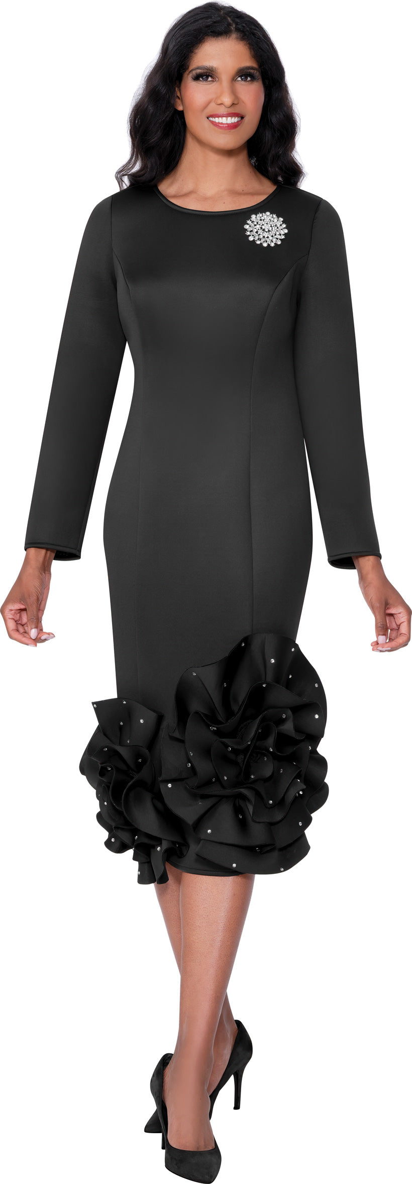 Dresses By Nubiano 100681W Light Ruffled Scuba Plus Size Dress