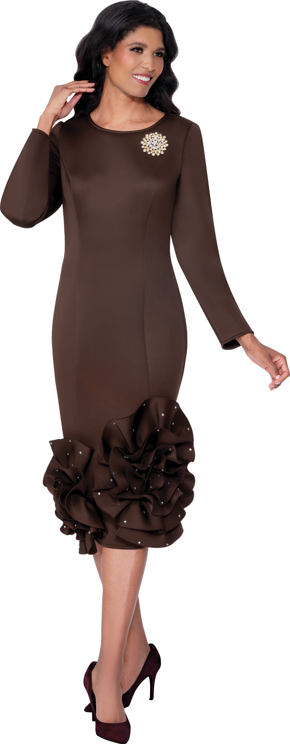Dresses By Nubiano 100681W Light Ruffled Scuba Plus Size Dress