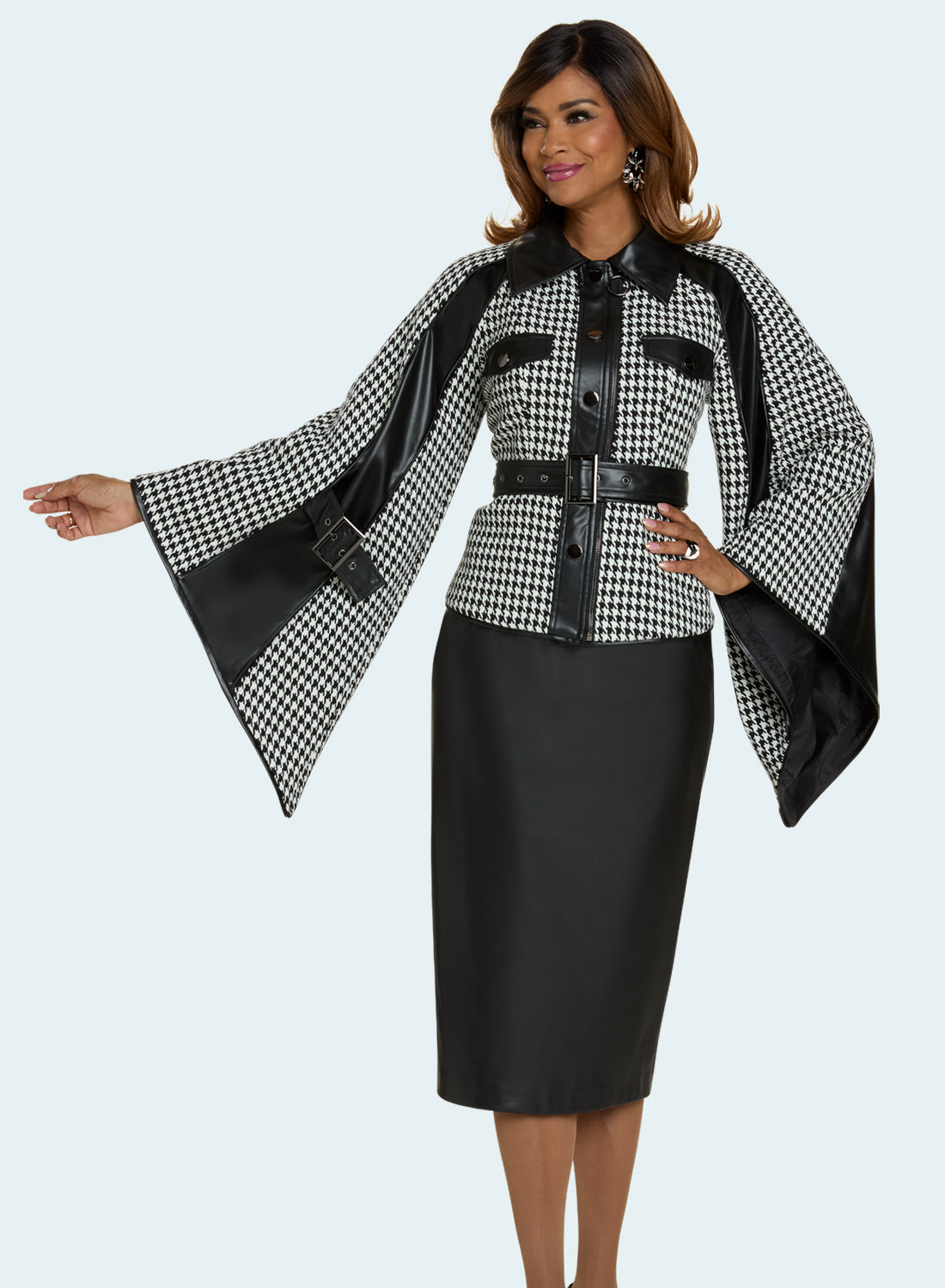 Donna Vinci 12236 2pc Houndstooth Jacket Skirt Set