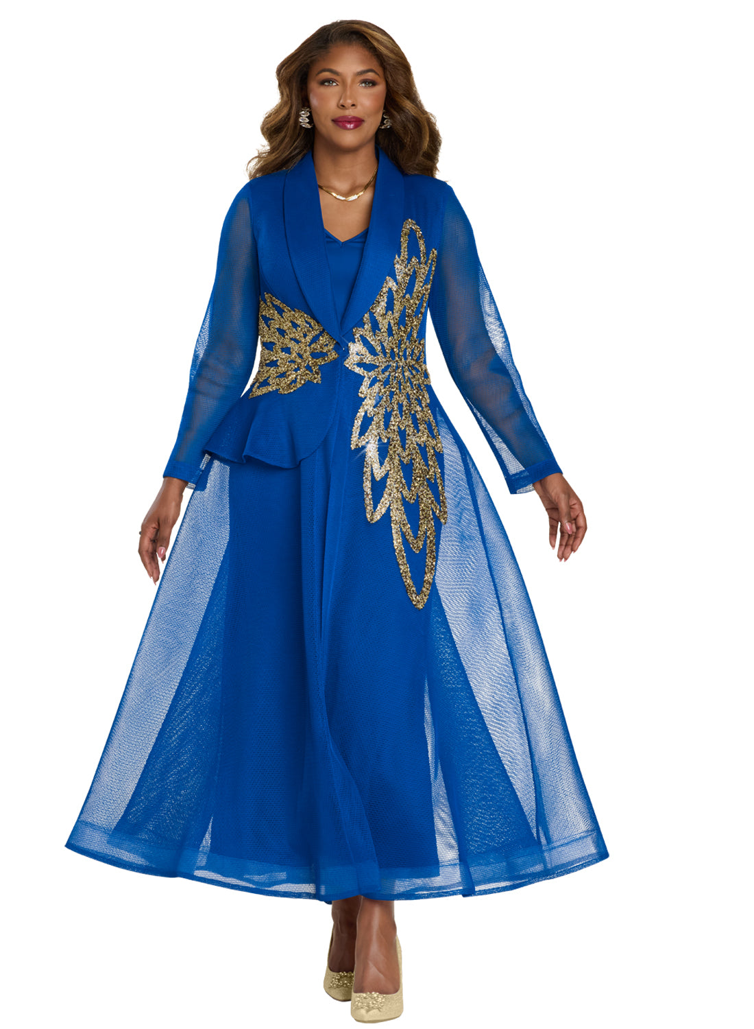 Donna Vinci 5868 2pc Mesh Duster Dress