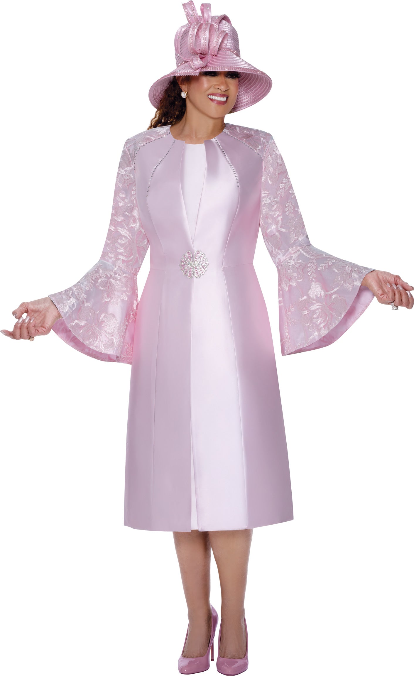 Dorinda Clark Cole 309492W Long Lace Jacket Plus Size Dress