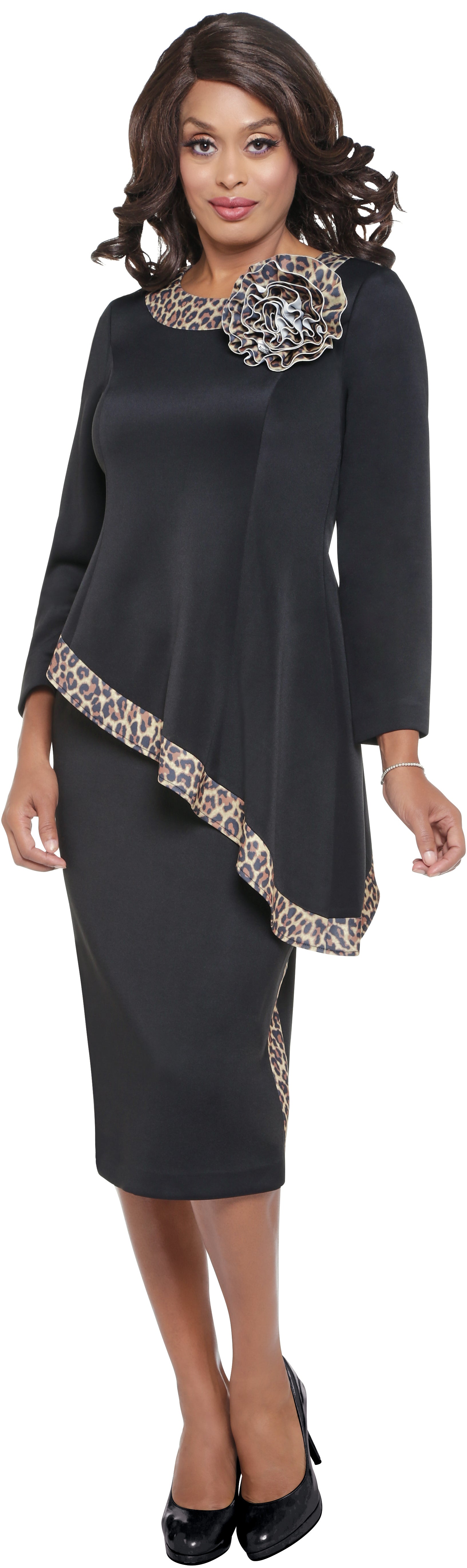 Dorinda Clark Cole 4002W Print Trim PlusSize 2pc Skirt Set