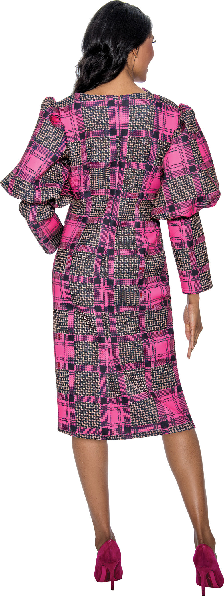 Dresses By Nubiano 100201W Plus Size Plaid Scuba Dress