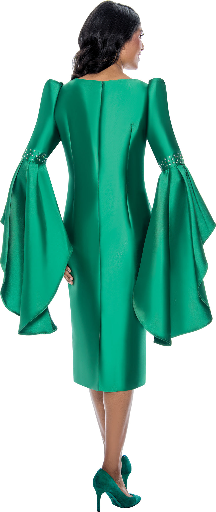 Dresses By Nubiano 100211W Plus Size Dramatic Bell Sleeve Dress