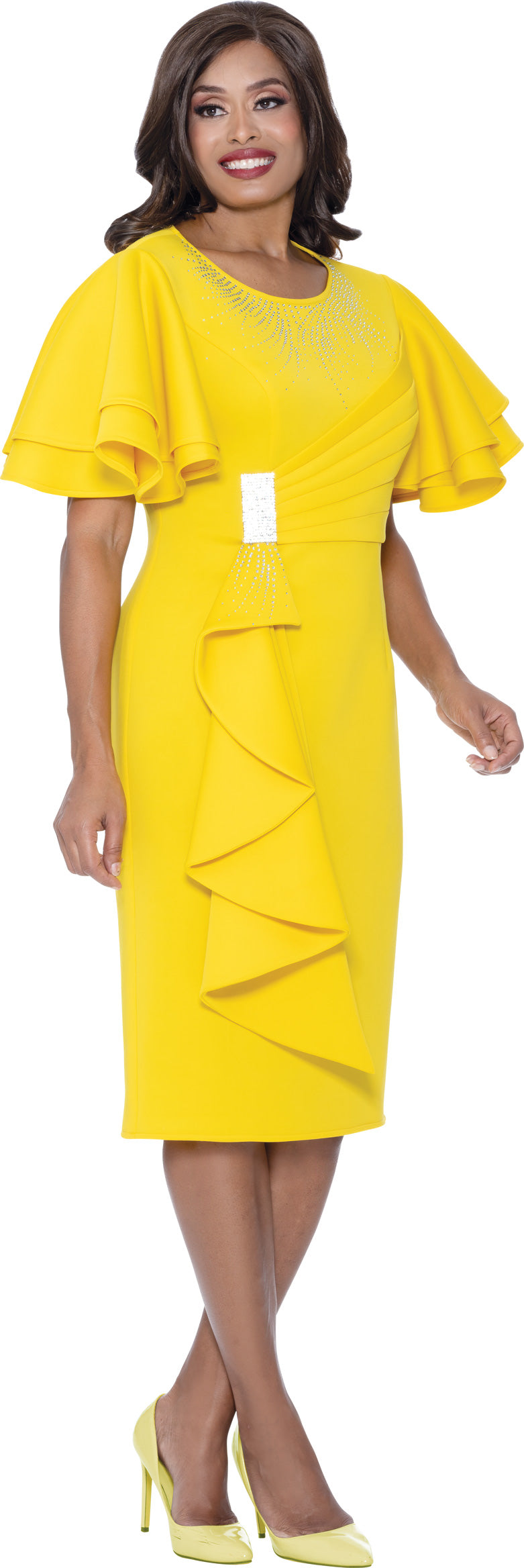 Dresses By Nubiano 100391W Embellished Scuba Plus Size Dress