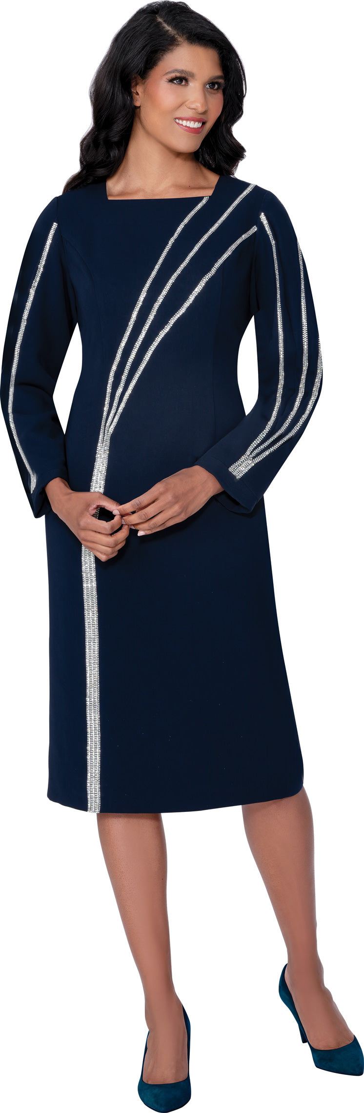 Dresses By Nubiano 100421W Light Crystal Trim Plus Size Dress