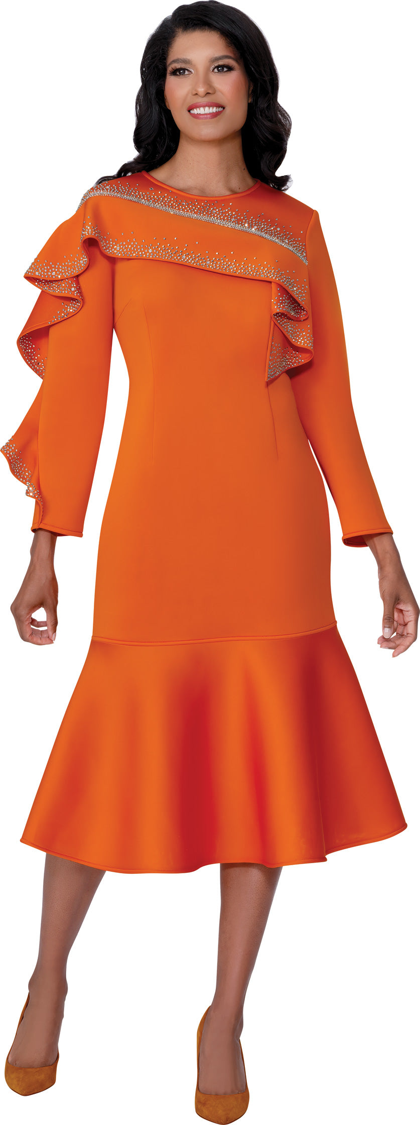 Dresses By Nubiano 100441W Light Embellished Scuba Plus Size Dress