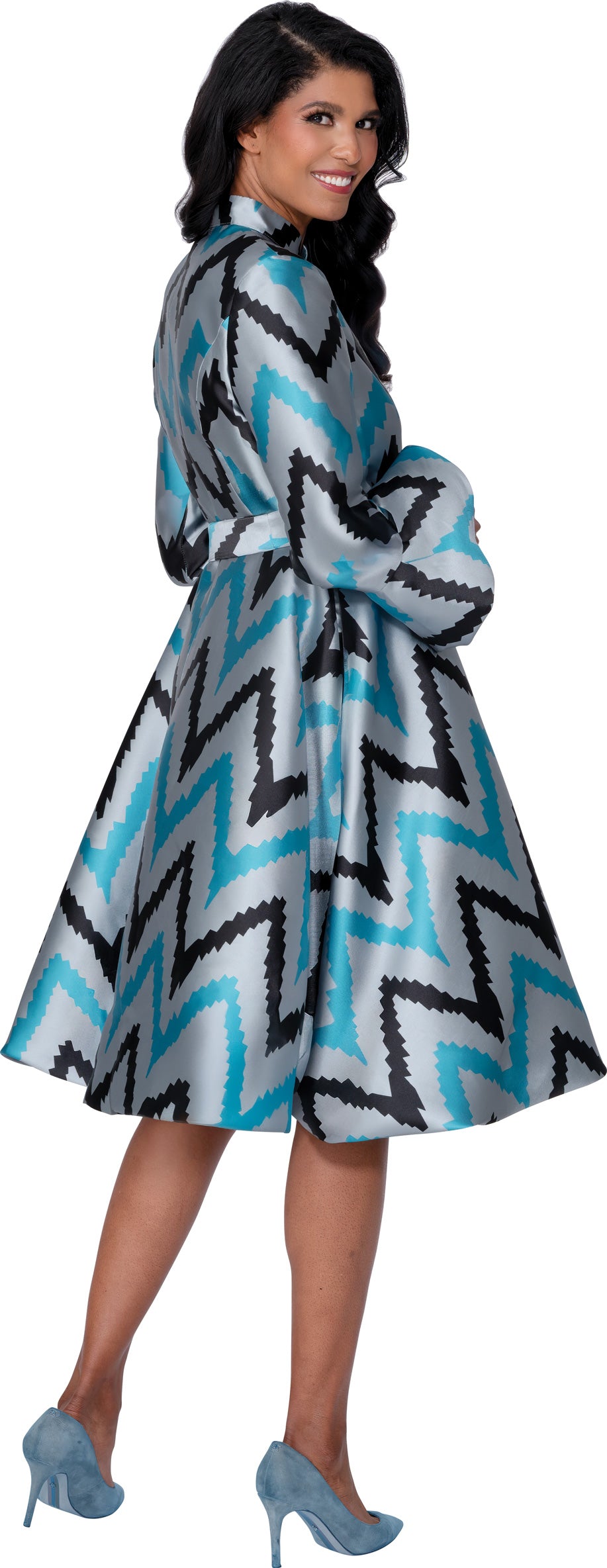 Dresses By Nubiano 100481W Twill Zipper Sash Belt Plus Size Dress