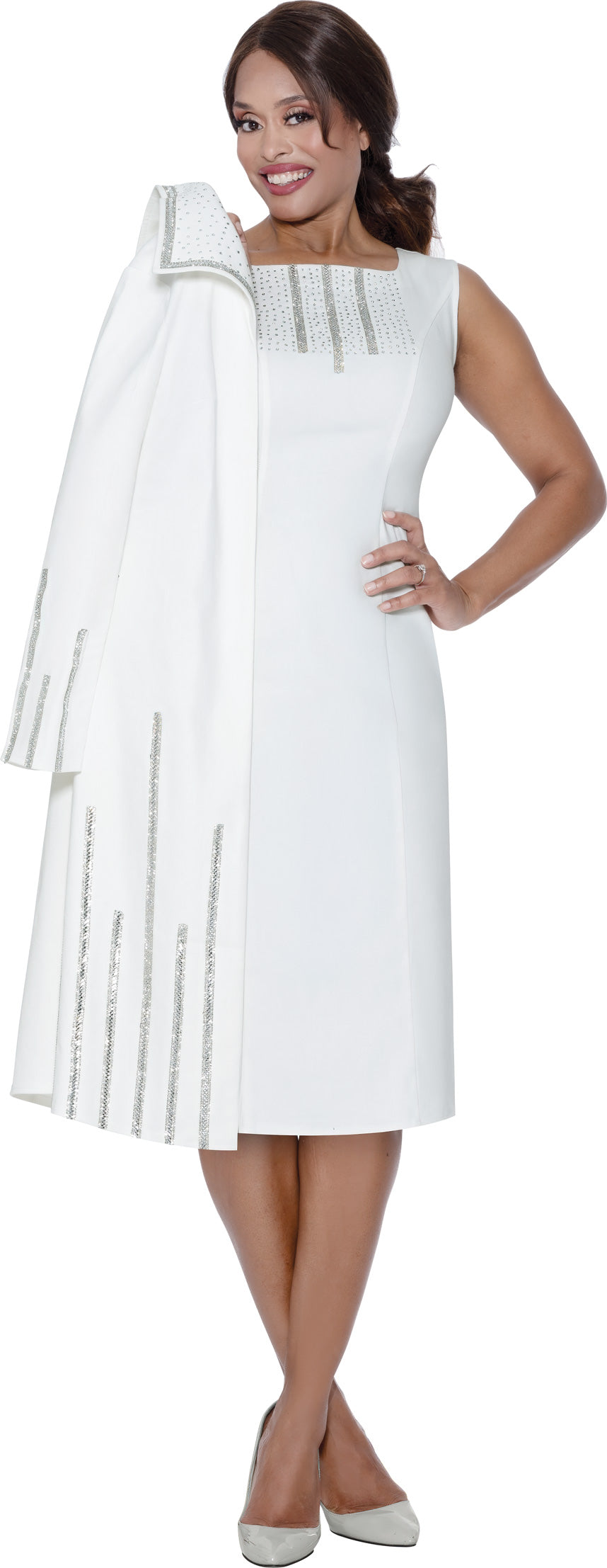 Devine Sport 800222W Long Crystal Trim Jacket Dress