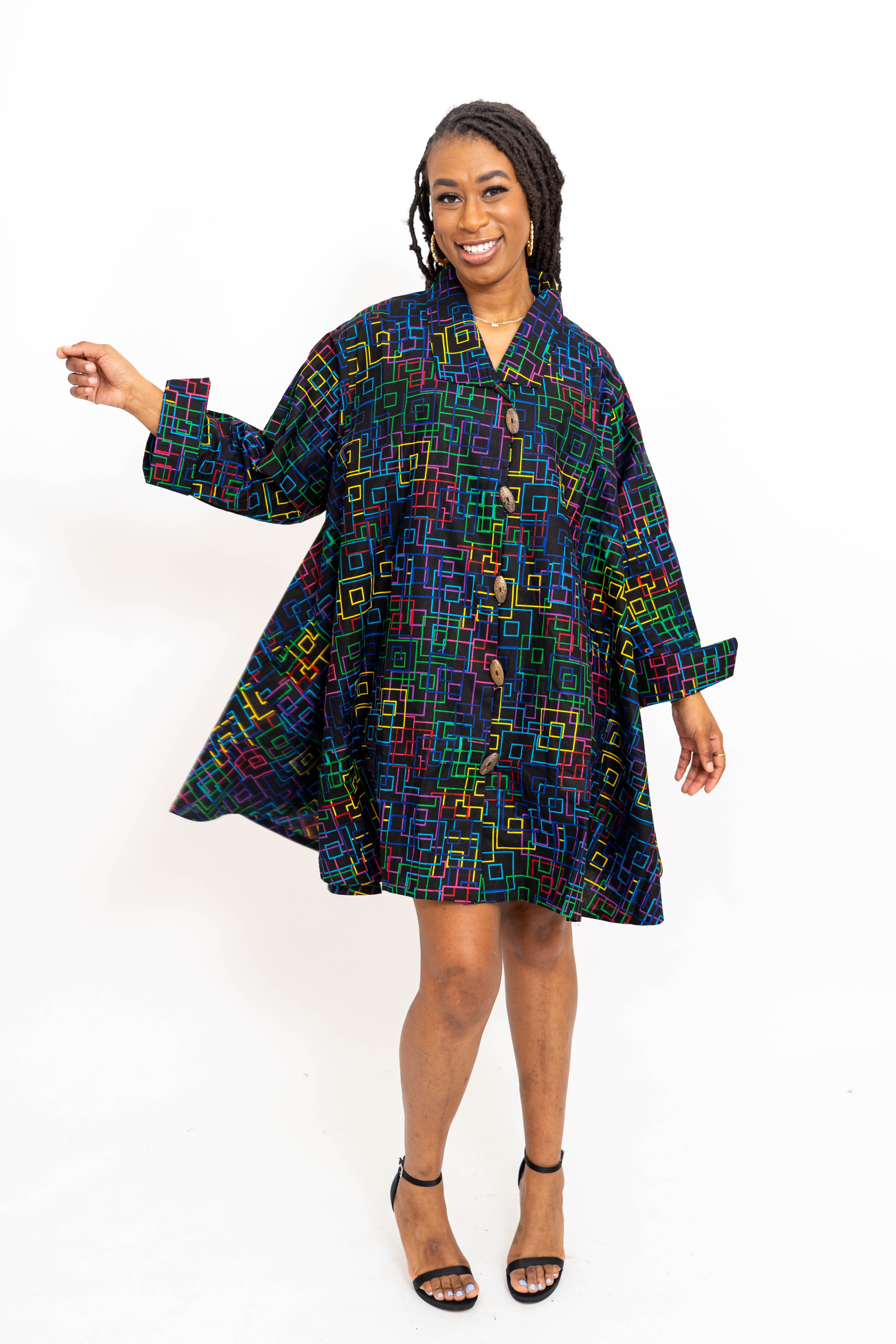 KaraChic 243 Authentic African Print A-line Tunic Top