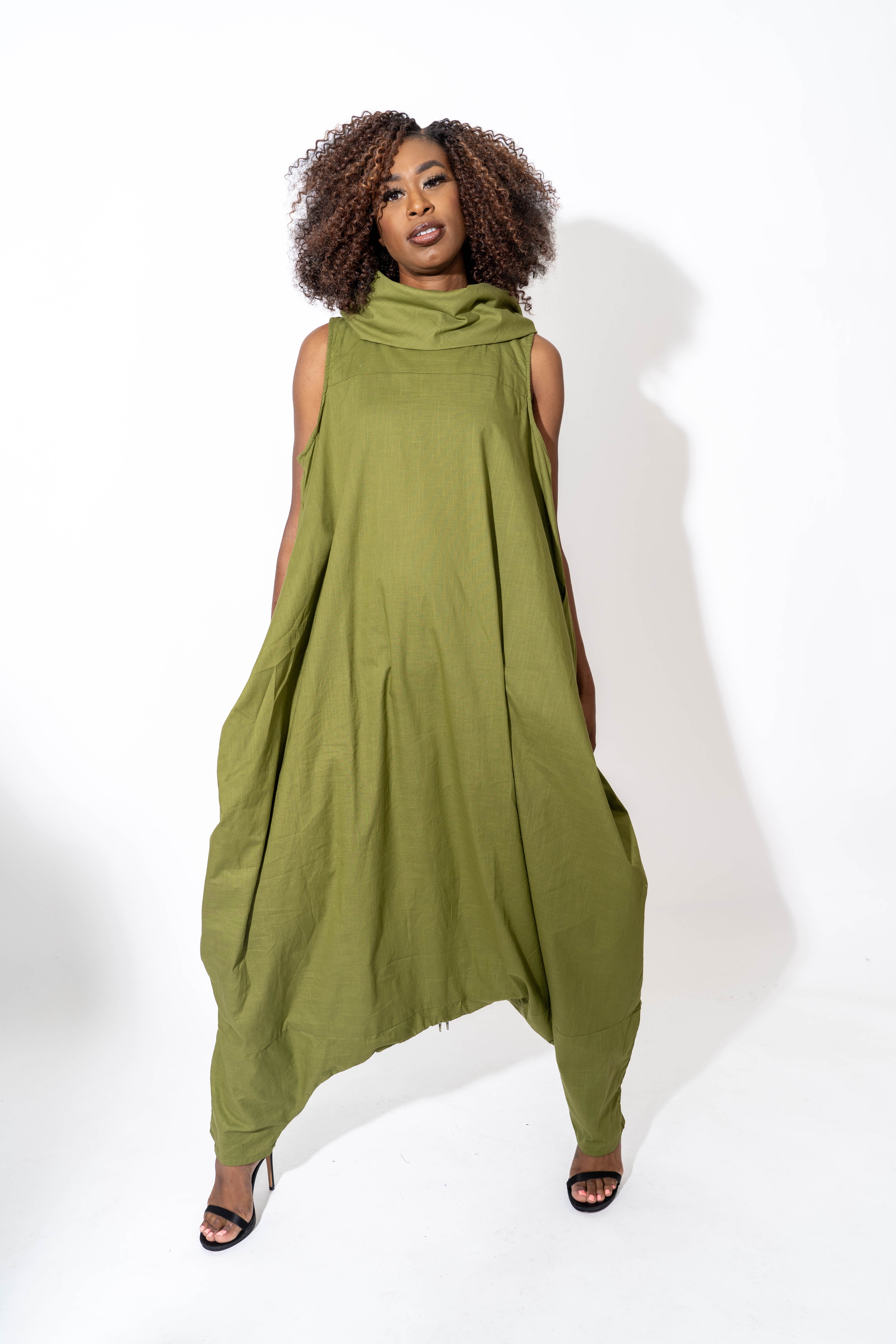 Kara Chic 251LS Solid Linen Jumpsuit