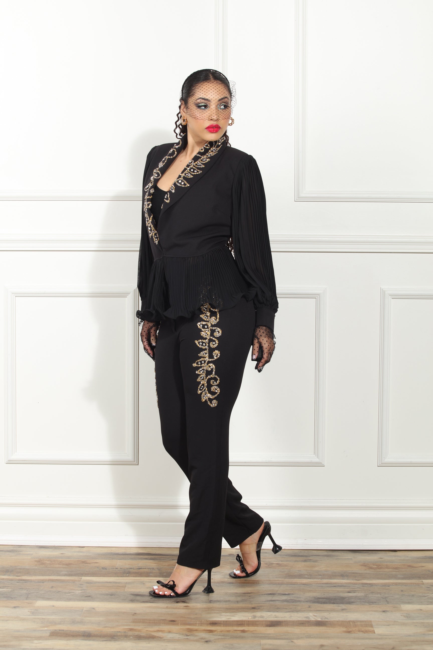 Donna Vinci Couture DV507 2pc Embellished Jacket & Pant Set