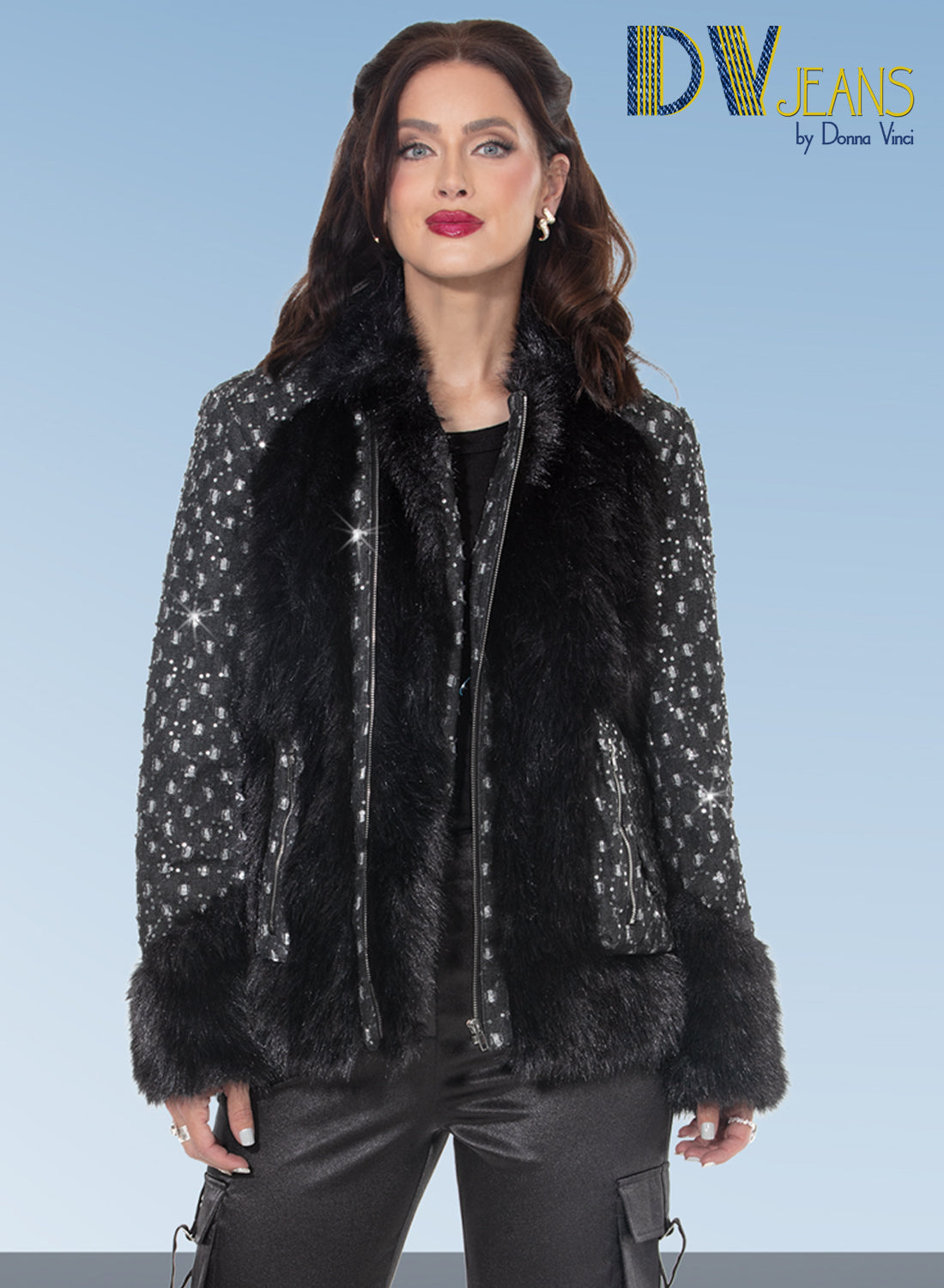 DV Jeans 8512 Denim Faux Fur Jacket