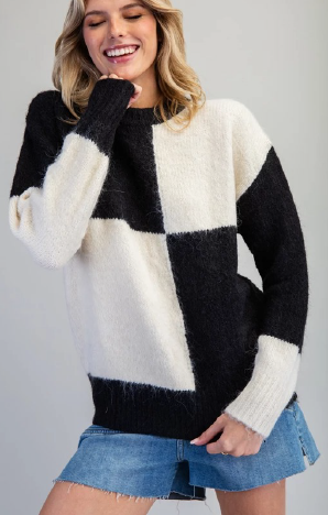 Eesome SG10396 Color Block Sweater Top