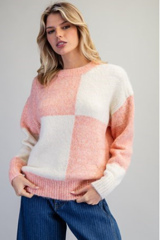 Eesome SG10396 Color Block Sweater Top