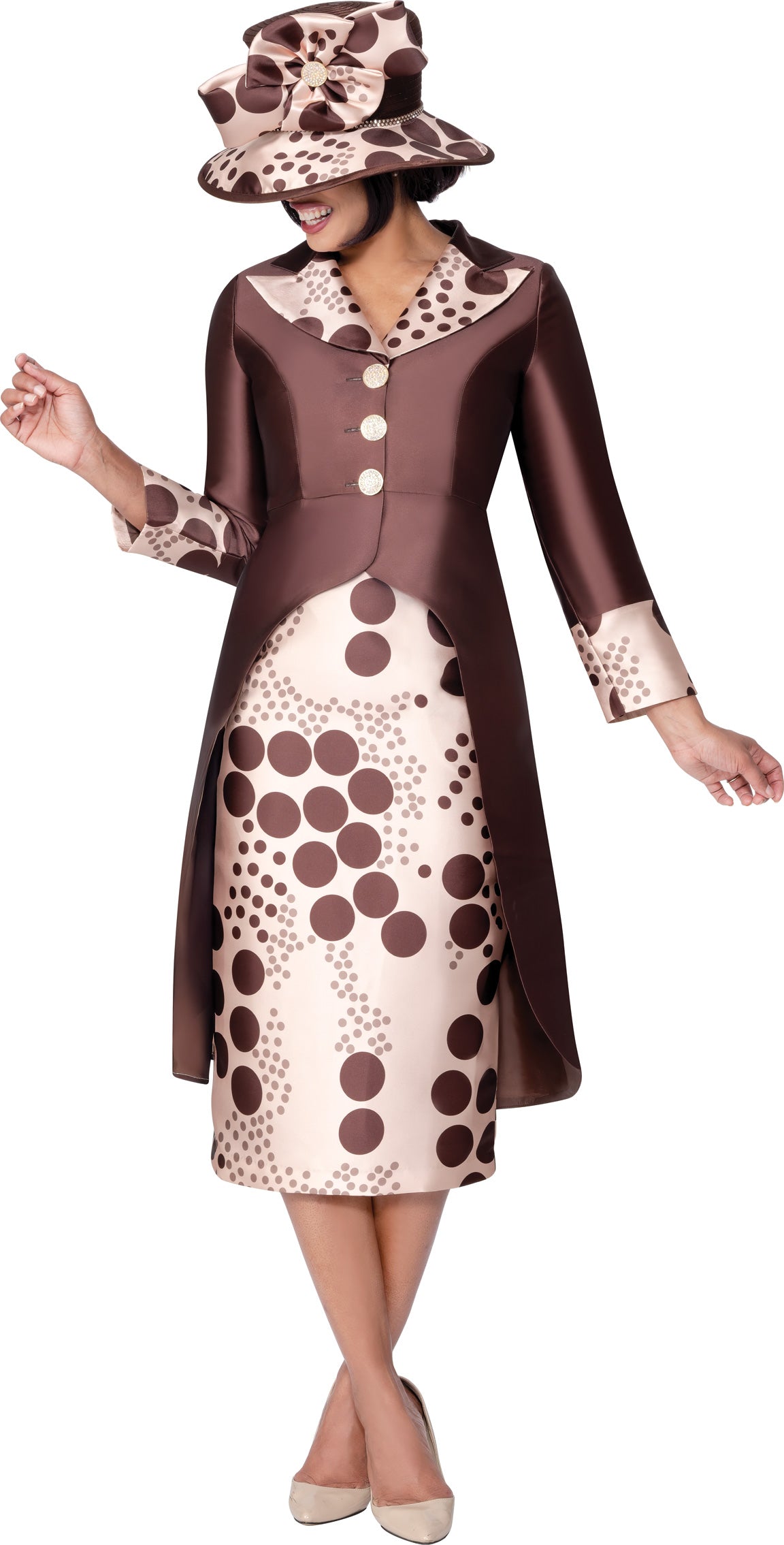 GMI 400682W Twill Dot Plus Size Skirt Suit