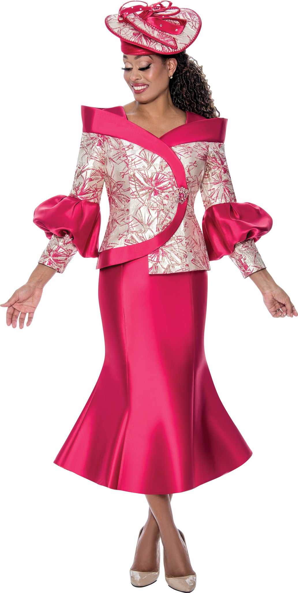 GMI 400762 Jacquard Wrapped Skirt Suit