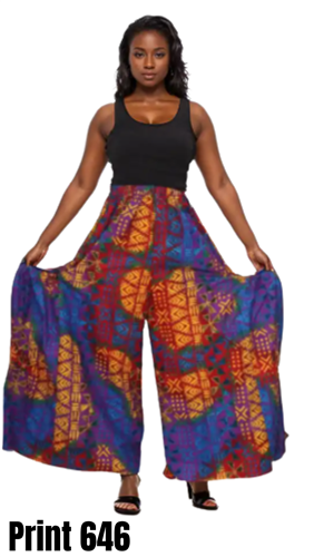 KaraChic 240 Authentic African Print Wide Leg Palazzo Pant