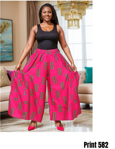 KaraChic 240 Authentic African Print Wide Leg Palazzo Pant