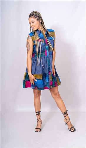 Kara Chic 7804D Short Denim Dress