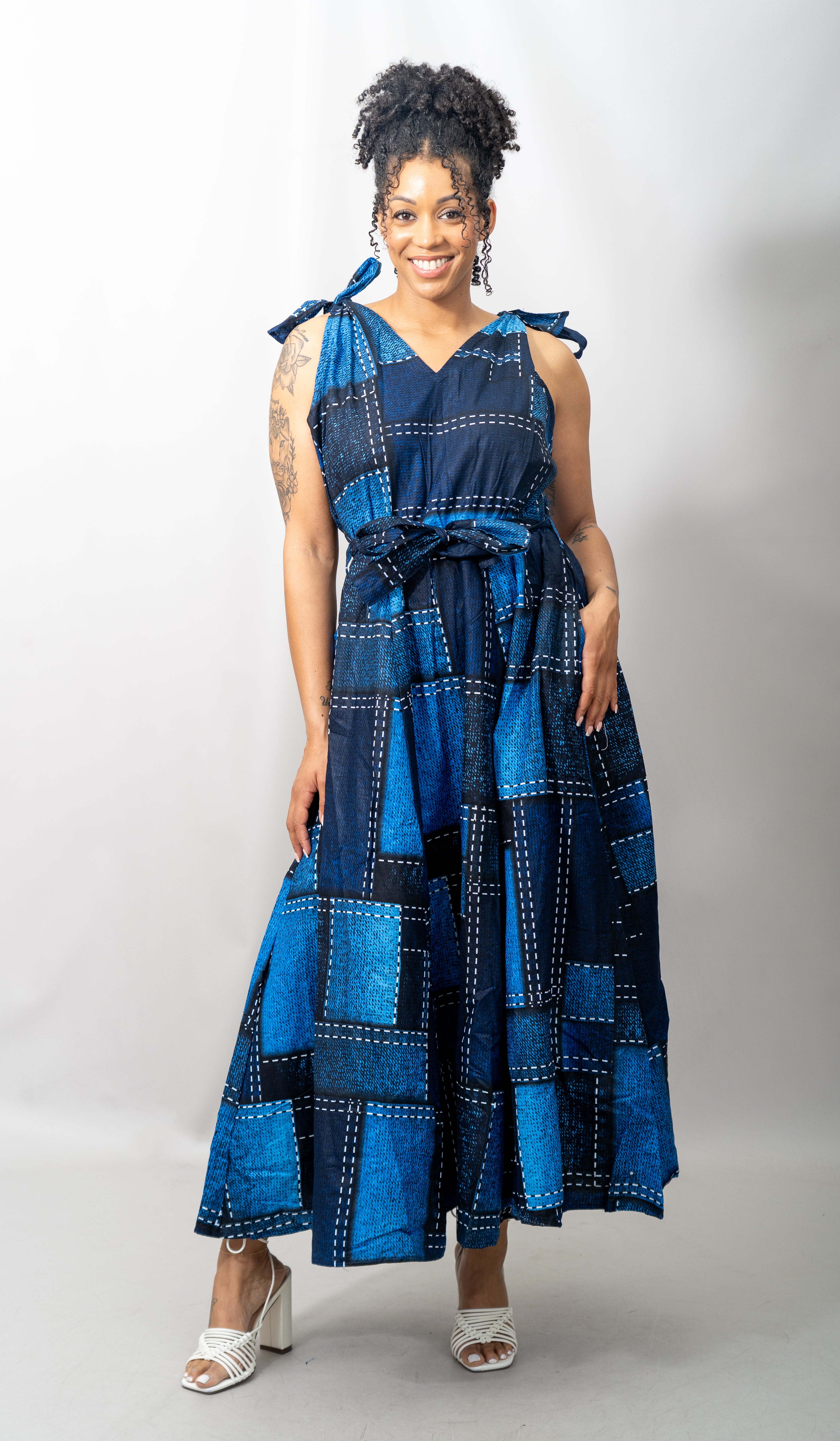 Kara Chic 7818 Authentic Sleevless Print Maxi Dress