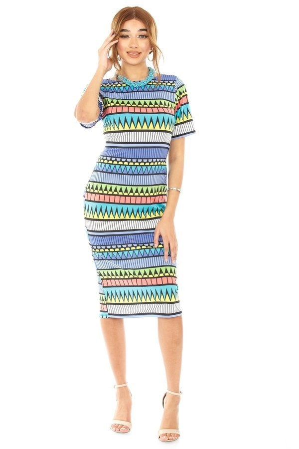 Karen T Designs 9119 Print Midi Dress