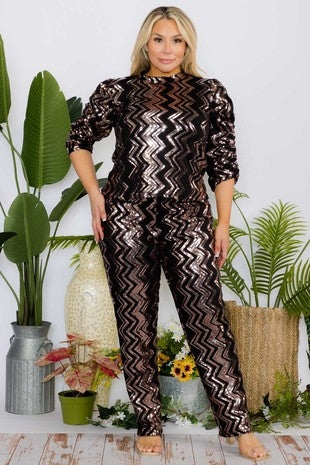 Karen T 9542 2pc Sequin Pant Set