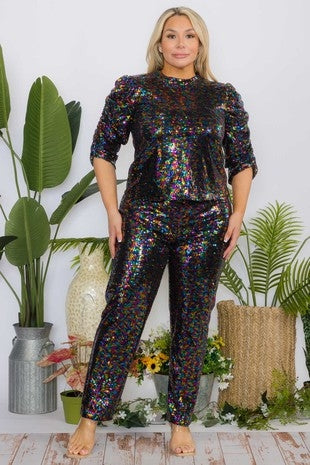 Karen T 9542 2pc Sequin Pant Set