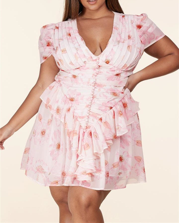 L'atiste by Amy PCD767X Floral Print PlusSize Dress