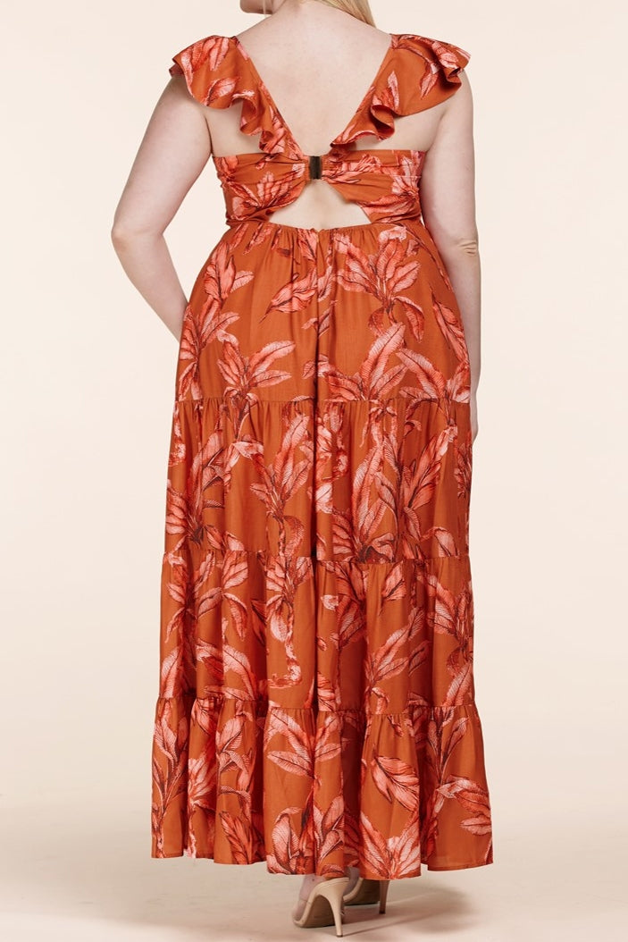 L'atiste by Amy PCD889N Floral Print PlusSize Maxi Dress