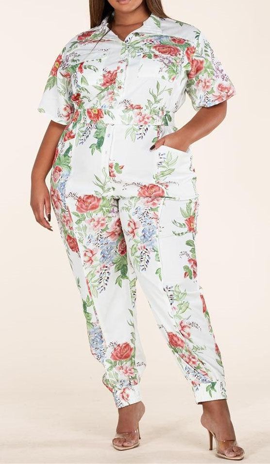 L'atiste by Amy PCJS5094DD Floral Print PlusSize Jumpsuit