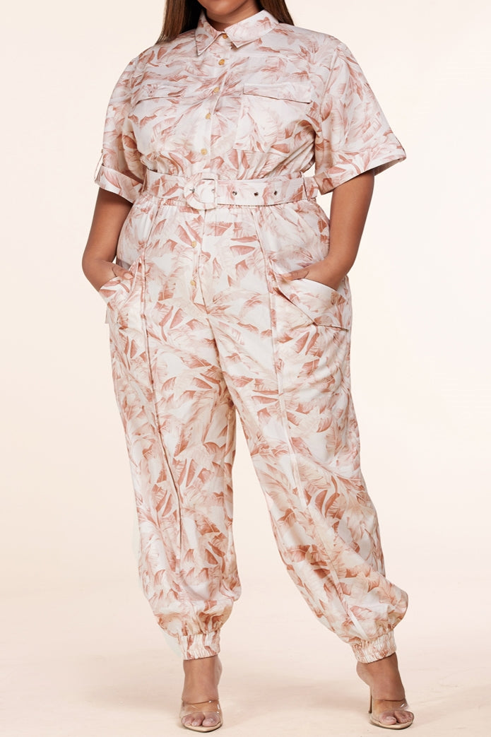 L'atiste By Amy PCJS5103N Print PlusSize Jumpsuit