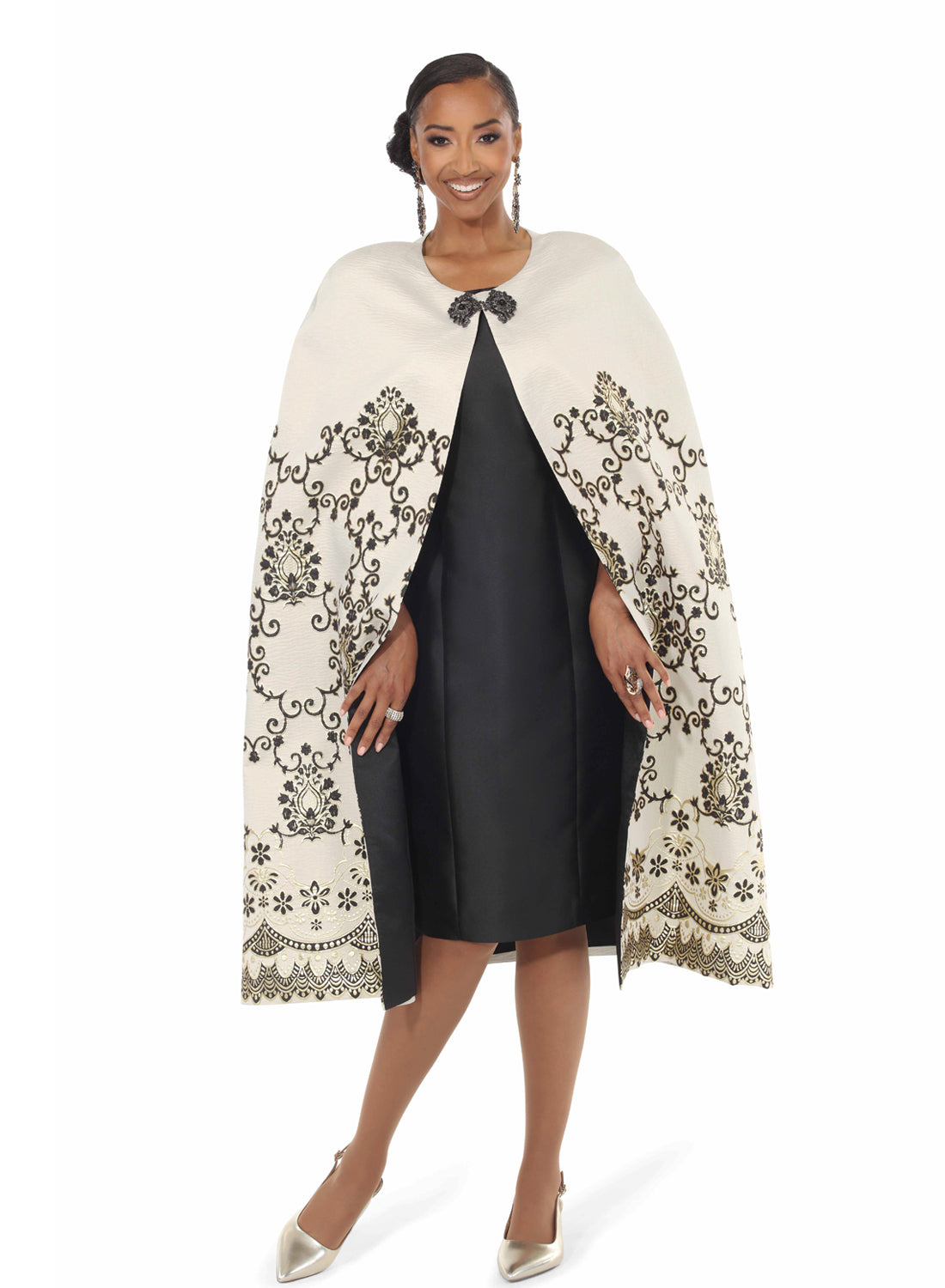 Lisa Rene 240729 2pc Embroidered Cape Dress