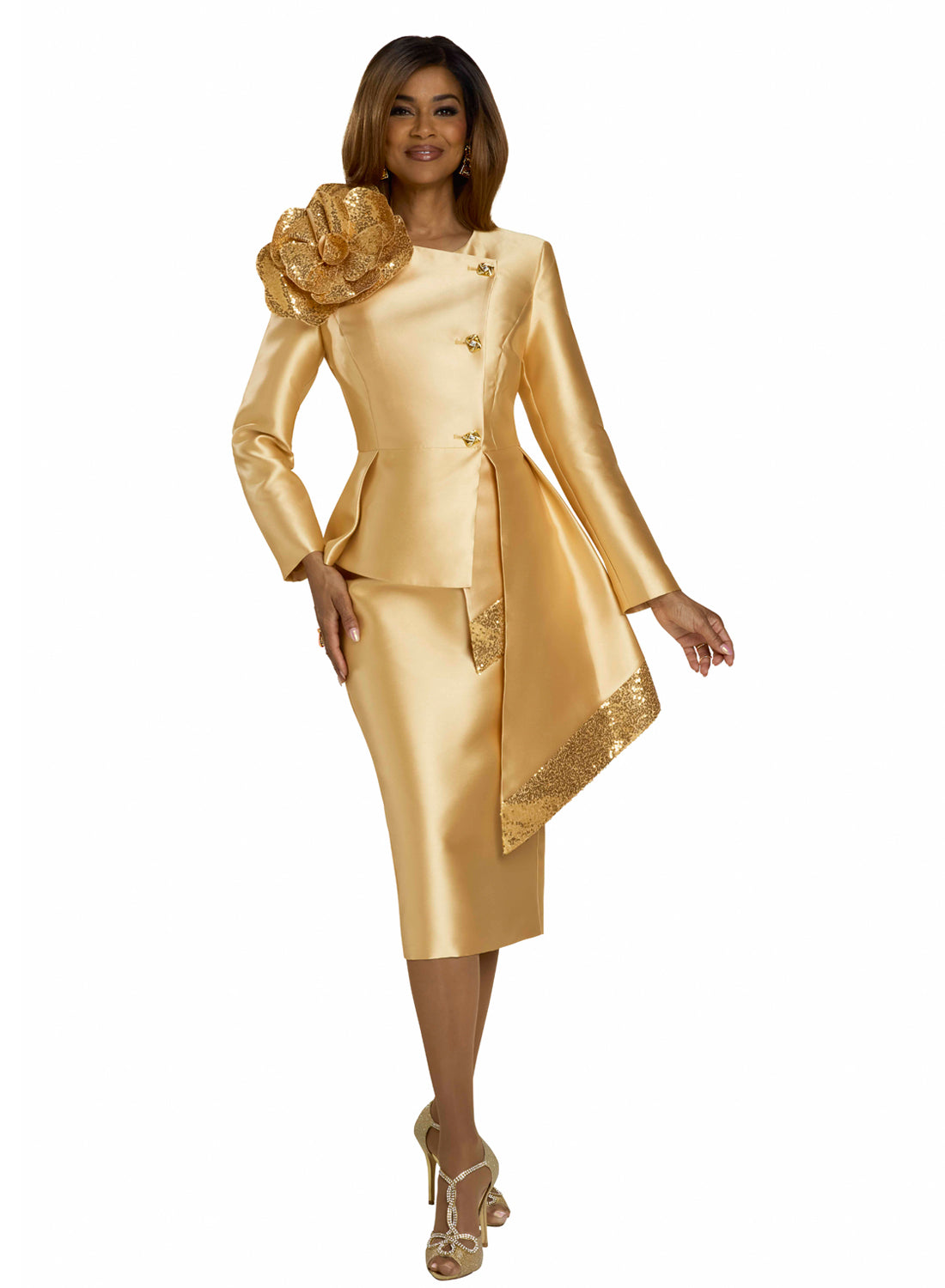 Lisa Rene 66972 2pc Side Tail Jacket and Skirt Set