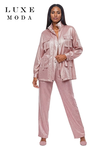 Luxe Moda LM497 2pc Shimmer Pant Set  Luxe Moda LM497 2pc Shimmer Jacket and Pant Set