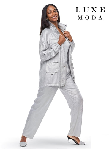 Luxe Moda LM497 2pc Shimmer Pant Set  Luxe Moda LM497 2pc Shimmer Jacket and Pant Set