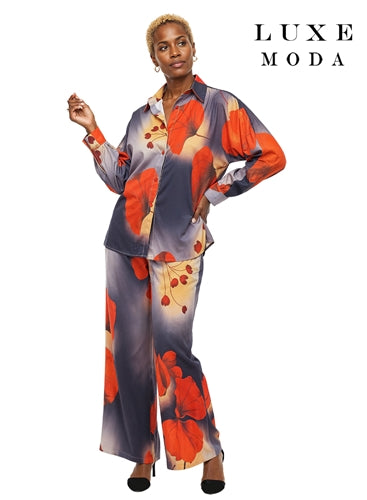 Luxe Moda LM500 2pc Floral Print Pant Set