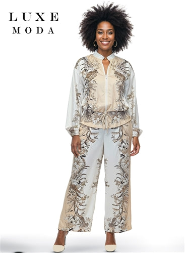 Luxe Moda LM501 2pc Botanical Print Pant Set