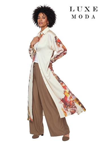 Luxe Moda LM502 2pc Floral Pant Set with Duster