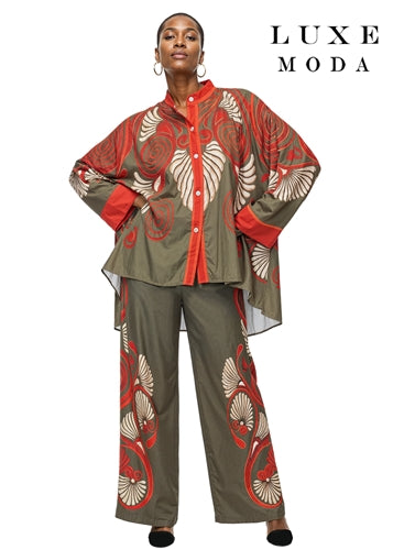 Luxe Moda LM503 2pc Swirl Print Pant Set
