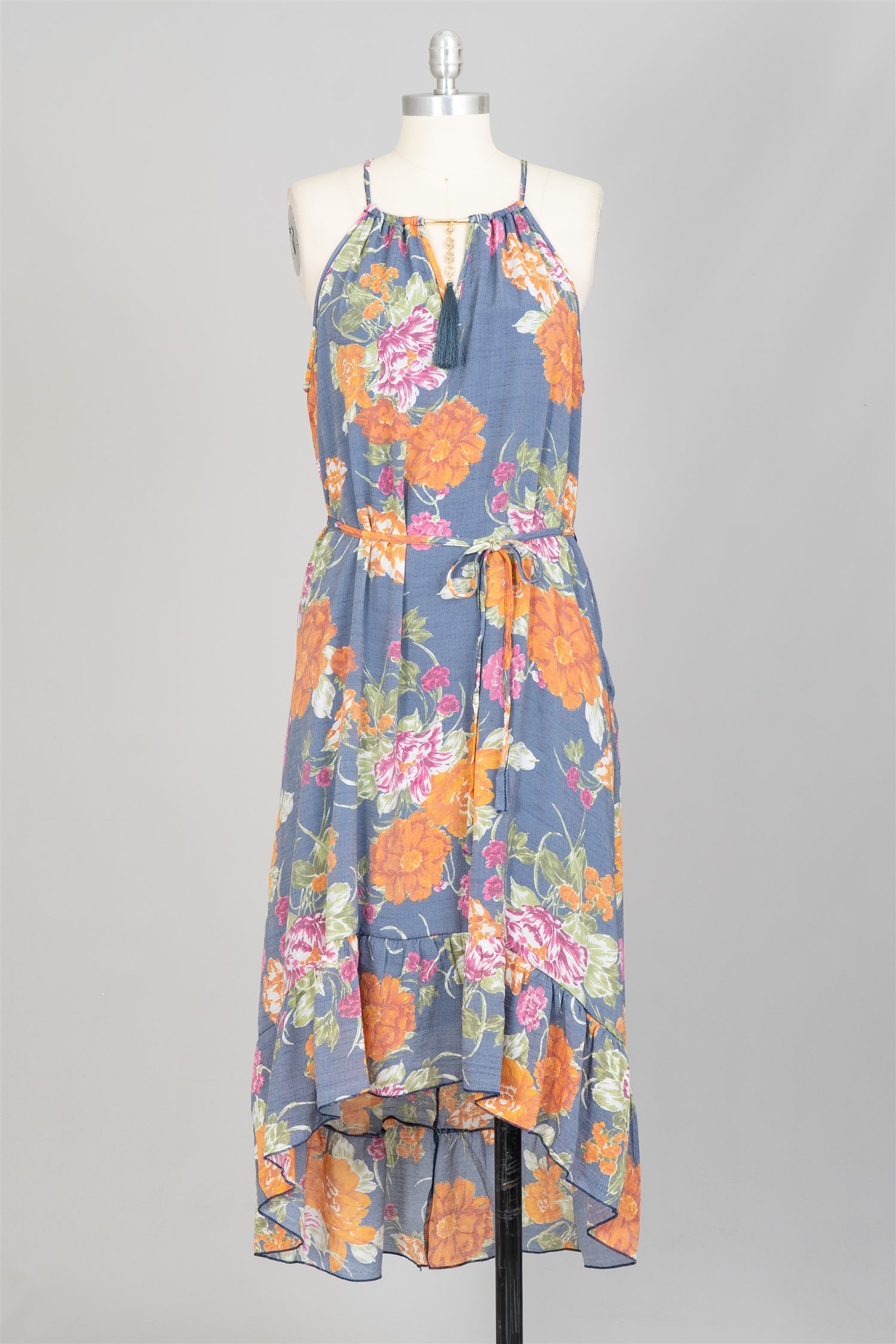 Mlle Gabrielle 122095 Floral Print High-low PlusSize Dress