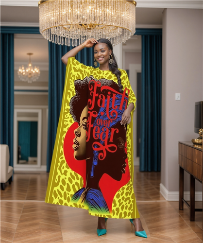 NF 1624A Faith Over Fear Print Kaftan
